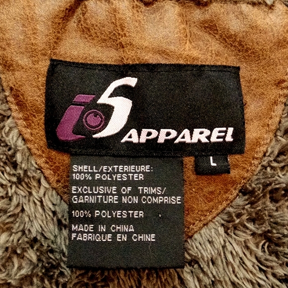 i Sapparel Sage Green Sherpa & Leather Vest! Convertible Collar/Hood! - Picture 5 of 13